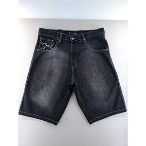Vtg Dtek Jean Shorts Men 38 Black Baggy Loose Hip Hop Wide Leg Skater Y2k W38.5"